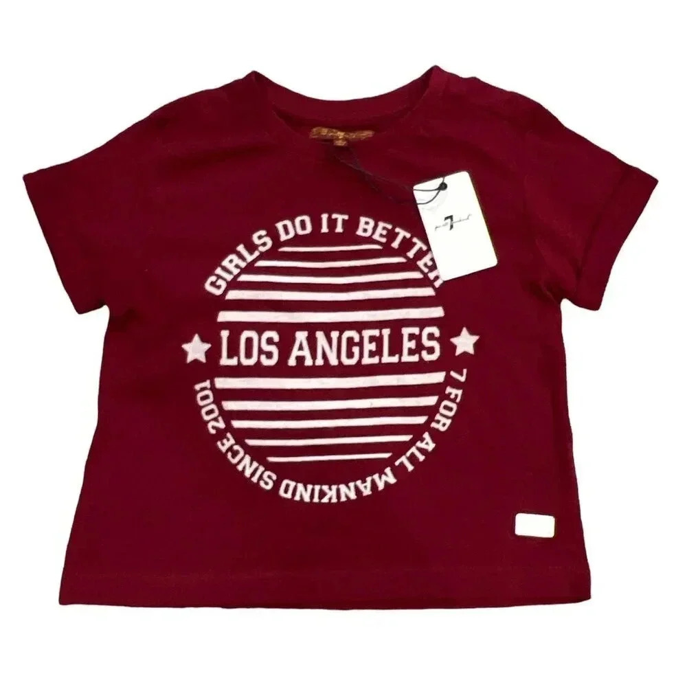 7 for All Mankind Burgundy Girls Do It Better Tee L